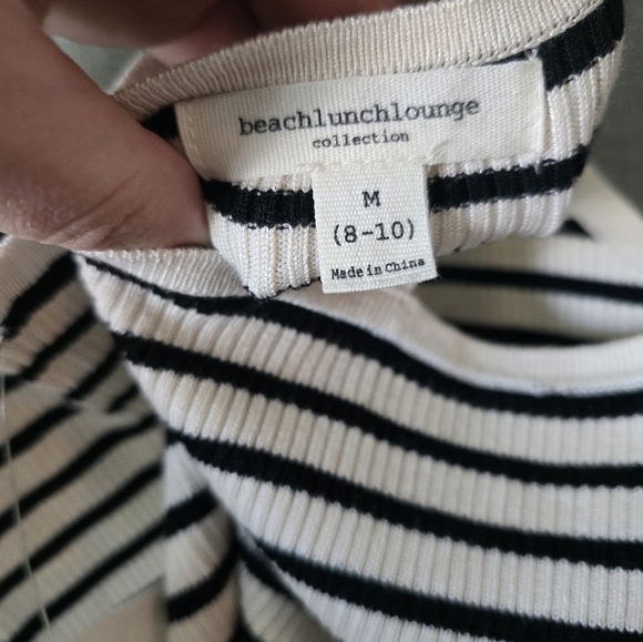 Beach Lunch Lounge Striped Ribbed Tank Top Black & White NWT Size M - Picture 4 of 6